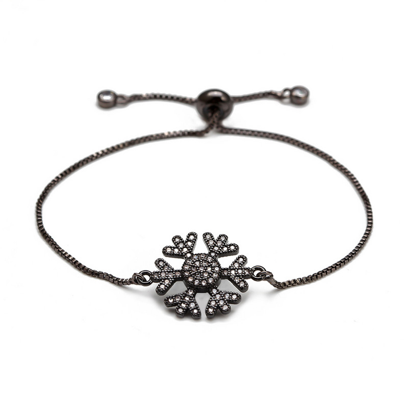 Wish Card 1PC Izvrsne Snowflake Charm Narukvice Bangles Za Žene Narukvica Lančić Bijeli Cirkon Ženske Pulseras BD253