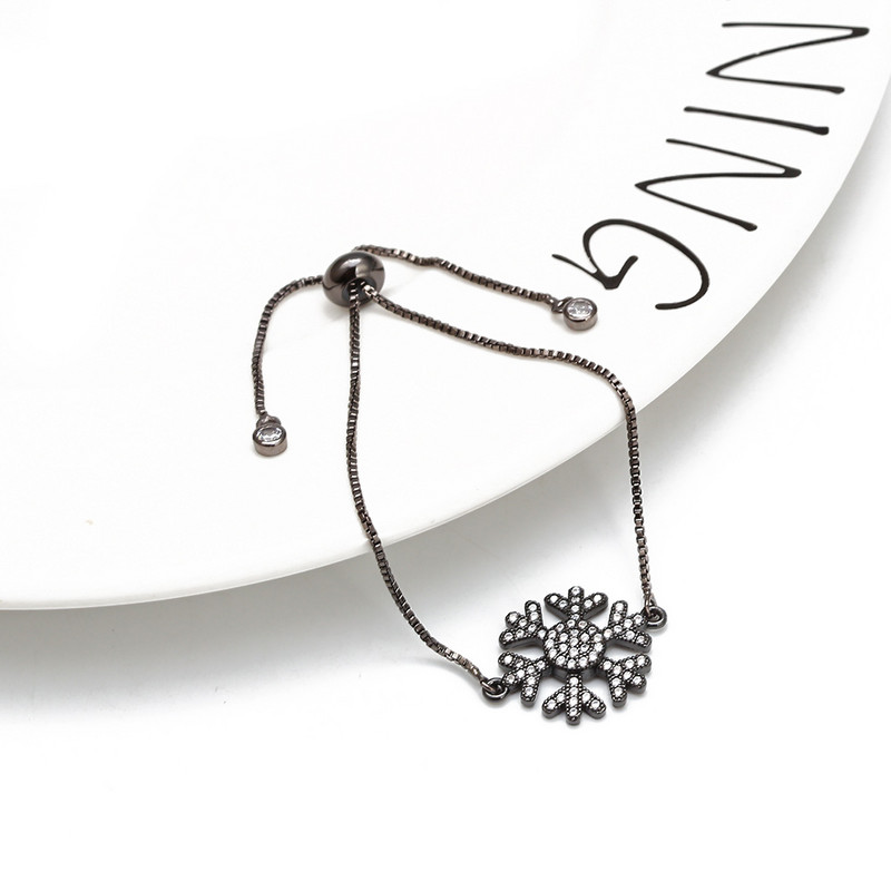 Wish Card 1PC Izvrsne Snowflake Charm Narukvice Bangles Za Žene Narukvica Lančić Bijeli Cirkon Ženske Pulseras BD253