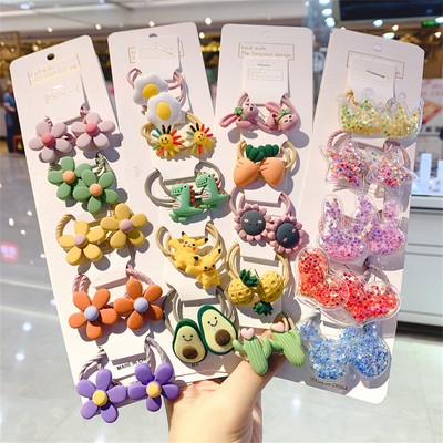 10/6PCS/Set Момичета Сладки ленти за коса Еластична гумена лента Шапки Аксесоари за коса Детски анимационни филми Животни Лента за глава Орнаменти Подарък Ново