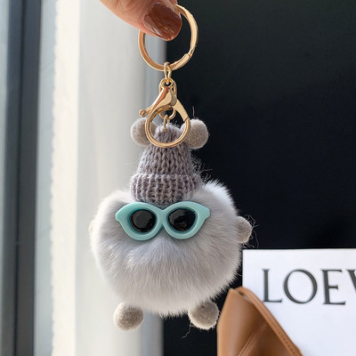 Mini brichete drăguțe breloc de pluș păpușă cu pompon de desene animate multicolore creativă cu breloc metalic pentru femei Accesorii pentru rucsac