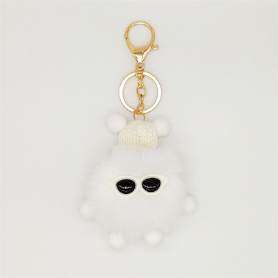 Mini brichete drăguțe breloc de pluș păpușă cu pompon de desene animate multicolore creativă cu breloc metalic pentru femei Accesorii pentru rucsac