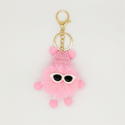 Mini brichete drăguțe breloc de pluș păpușă cu pompon de desene animate multicolore creativă cu breloc metalic pentru femei Accesorii pentru rucsac