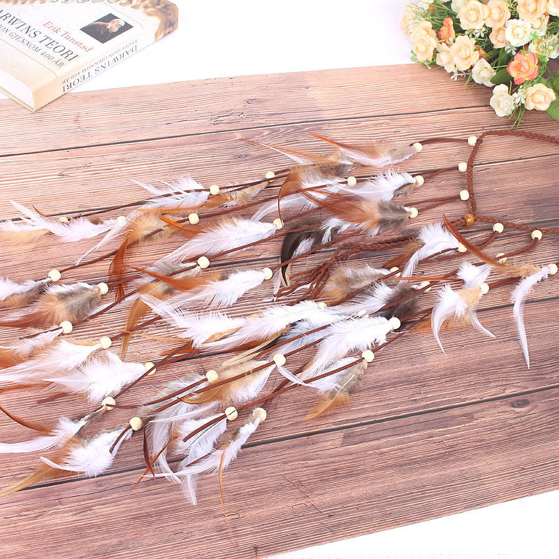 2023, nova modna boho traka za glavu od perja za žene, festivalski dodaci za kosu, turban od paunovog perja, ženski nakit, traka za kosu