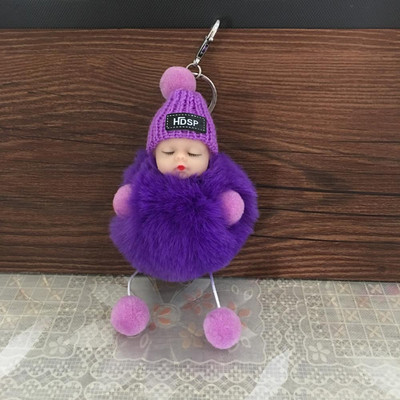 Moda colorată păpușă adormită Piesă agățată bile de păr pandantiv drăguț pufos cu pompon lanț din vată de bumbac, pungă, jucărie cu minge