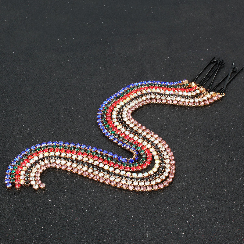 Lanț lung cu ciucuri de cristal de modă, decorare în ac de păr, lanț de păr de cristal, accesorii de nuntă pentru petrecere, bijuterii pentru femei