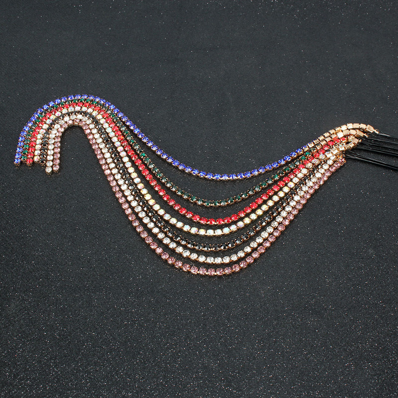 Lanț lung cu ciucuri de cristal de modă, decorare în ac de păr, lanț de păr de cristal, accesorii de nuntă pentru petrecere, bijuterii pentru femei