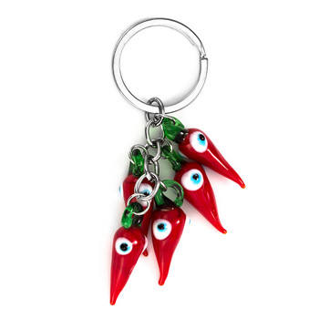 Μπρελόκ Lucky Eye Red Chilli Μπρελόκ Bead Tassel Evil Eye Για Γυναίκα Άνδρας Κοσμήματα Μπρελόκ αυτοκινήτου EY5267