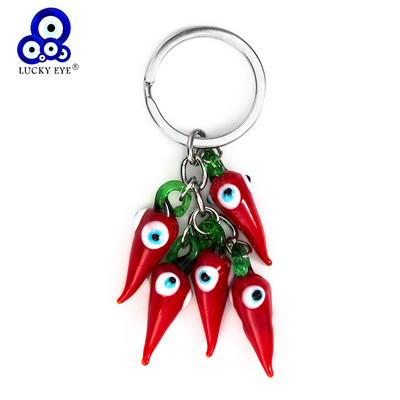 Lucky Eye Red Chilli ключодържател Bead Tassel Evil Eye ключодържател За жена Мъж Бижута Ключодържател за кола EY5267