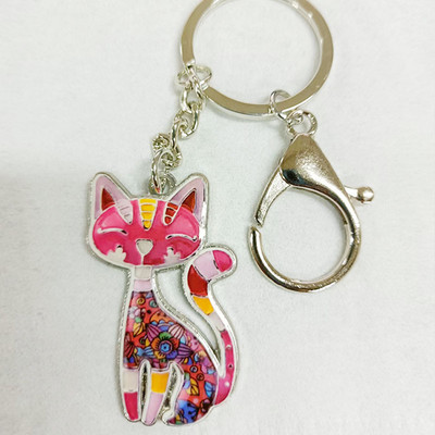 Животно котка Женски ключодържател Шест цвята котка Сладък висулка Аксесоари Подаръци за годишнина за жени Личност Модни бижута