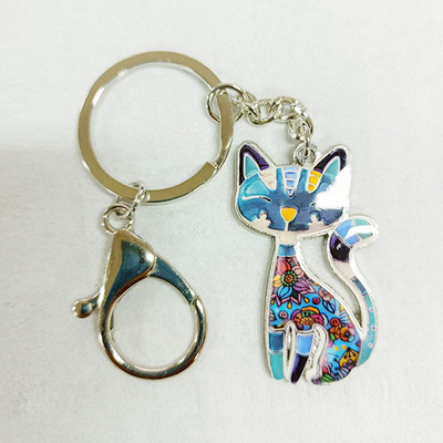 Животно котка Женски ключодържател Шест цвята котка Сладък висулка Аксесоари Подаръци за годишнина за жени Личност Модни бижута