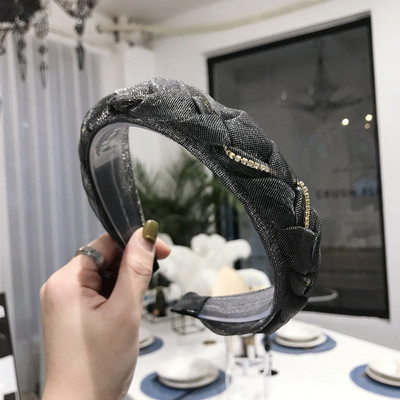 Nouă bandă din plasă din dantelă la modă, lucrată manual cu perle strălucitoare, decorare cu strasuri, bentiță pentru femei, accesorii pentru păr