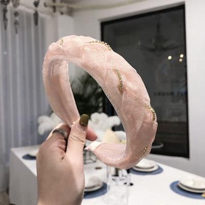 Nouă bandă din plasă din dantelă la modă, lucrată manual cu perle strălucitoare, decorare cu strasuri, bentiță pentru femei, accesorii pentru păr