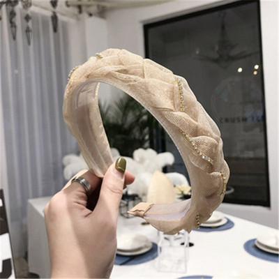 Nouă bandă din plasă din dantelă la modă, lucrată manual cu perle strălucitoare, decorare cu strasuri, bentiță pentru femei, accesorii pentru păr