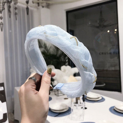 Nouă bandă din plasă din dantelă la modă, lucrată manual cu perle strălucitoare, decorare cu strasuri, bentiță pentru femei, accesorii pentru păr