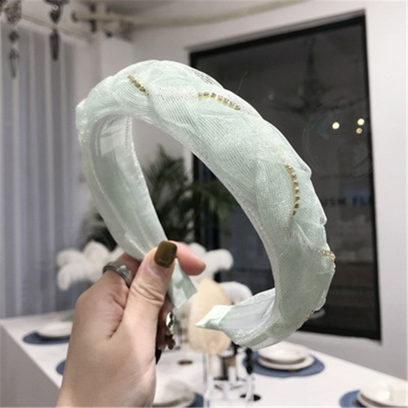 Nouă bandă din plasă din dantelă la modă, lucrată manual cu perle strălucitoare, decorare cu strasuri, bentiță pentru femei, accesorii pentru păr