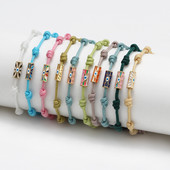 Wish Card Email Cupru Mărgele Tub Brățară Turcia Evil Eye Charm Brățară reglabilă din lanț de bumbac pentru femei Bijuterii de petrecere Cadouri