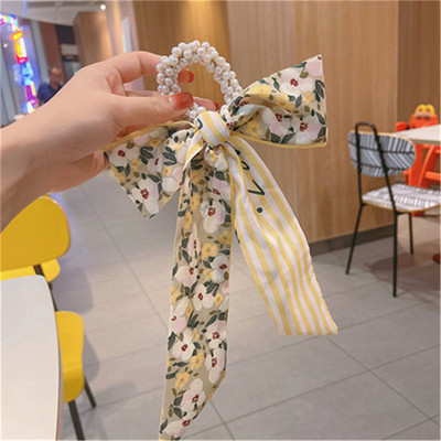 Noua bandă elastică pentru păr, cu fundiță, pentru doamne, cravată de păr, coadă de cal, perlă, frânghie, grămadă de păr, accesorii de păr la modă pentru femei