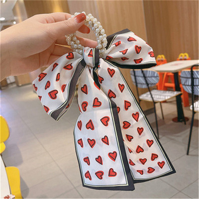 Noua bandă elastică pentru păr, cu fundiță, pentru doamne, cravată de păr, coadă de cal, perlă, frânghie, grămadă de păr, accesorii de păr la modă pentru femei