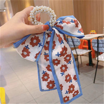 Noua bandă elastică pentru păr, cu fundiță, pentru doamne, cravată de păr, coadă de cal, perlă, frânghie, grămadă de păr, accesorii de păr la modă pentru femei