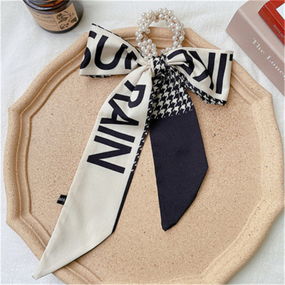 Noua bandă elastică pentru păr, cu fundiță, pentru doamne, cravată de păr, coadă de cal, perlă, frânghie, grămadă de păr, accesorii de păr la modă pentru femei