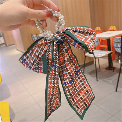 Noua bandă elastică pentru păr, cu fundiță, pentru doamne, cravată de păr, coadă de cal, perlă, frânghie, grămadă de păr, accesorii de păr la modă pentru femei