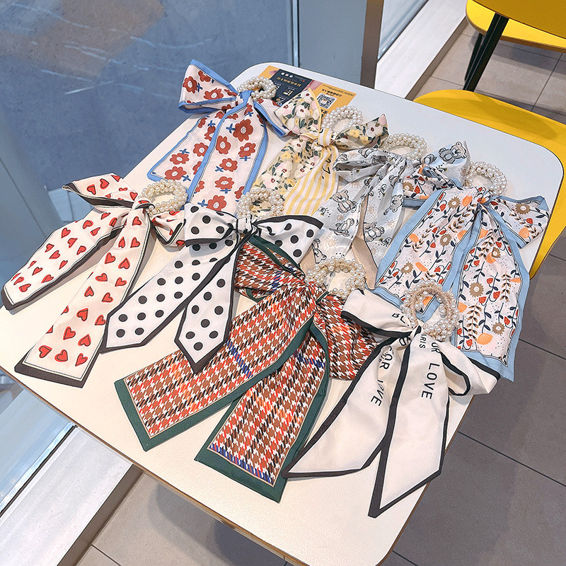 Noua bandă elastică pentru păr, cu fundiță, pentru doamne, cravată de păr, coadă de cal, perlă, frânghie, grămadă de păr, accesorii de păr la modă pentru femei