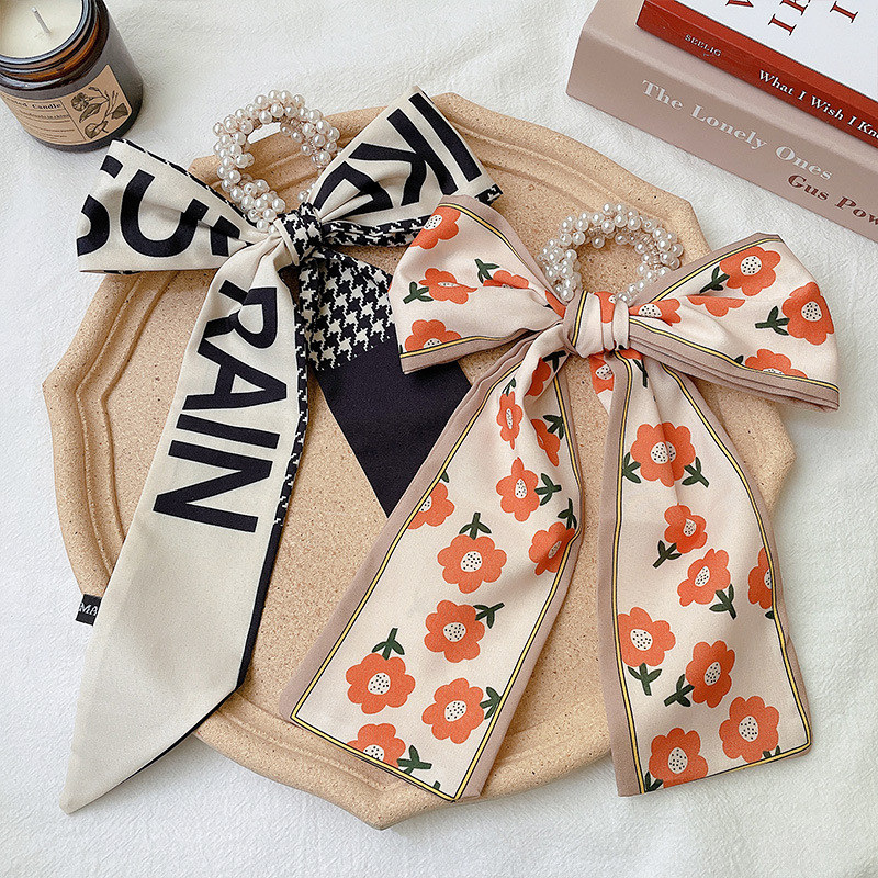 Noua bandă elastică pentru păr, cu fundiță, pentru doamne, cravată de păr, coadă de cal, perlă, frânghie, grămadă de păr, accesorii de păr la modă pentru femei