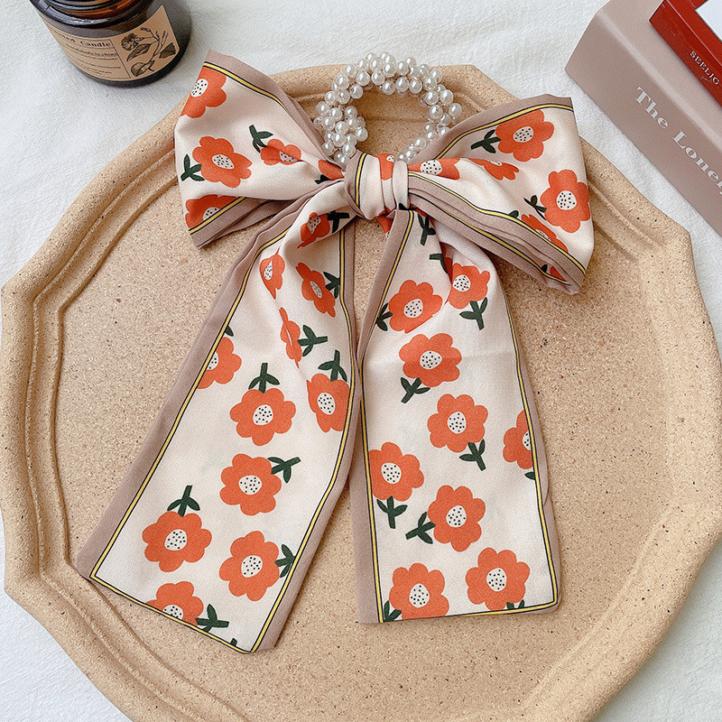 Noua bandă elastică pentru păr, cu fundiță, pentru doamne, cravată de păr, coadă de cal, perlă, frânghie, grămadă de păr, accesorii de păr la modă pentru femei