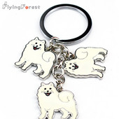Brelocuri fierbinți Samoyed Animal Câini Breloc pandantiv metal Charm Cadouri lucrate manual pentru iubitorii de animale de companie Bijuterii pentru câini Femeie Suport pentru chei