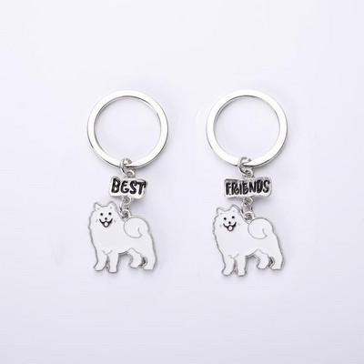 Brelocuri fierbinți Samoyed Animal Câini Breloc pandantiv metal Charm Cadouri lucrate manual pentru iubitorii de animale de companie Bijuterii pentru câini Femeie Suport pentru chei