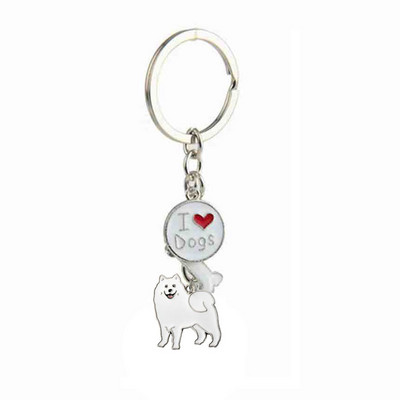Brelocuri fierbinți Samoyed Animal Câini Breloc pandantiv metal Charm Cadouri lucrate manual pentru iubitorii de animale de companie Bijuterii pentru câini Femeie Suport pentru chei