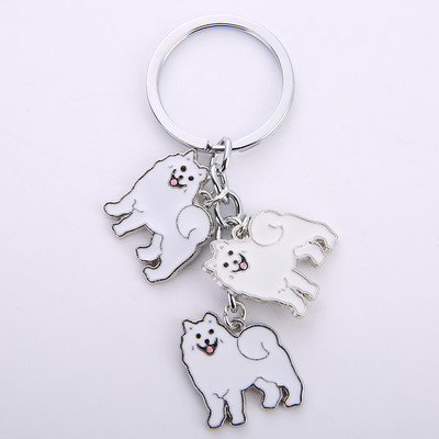 Brelocuri fierbinți Samoyed Animal Câini Breloc pandantiv metal Charm Cadouri lucrate manual pentru iubitorii de animale de companie Bijuterii pentru câini Femeie Suport pentru chei