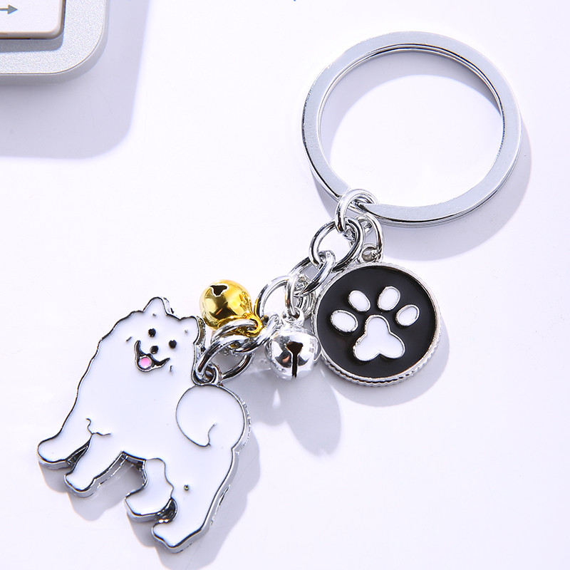 Brelocuri fierbinți Samoyed Animal Câini Breloc pandantiv metal Charm Cadouri lucrate manual pentru iubitorii de animale de companie Bijuterii pentru câini Femeie Suport pentru chei