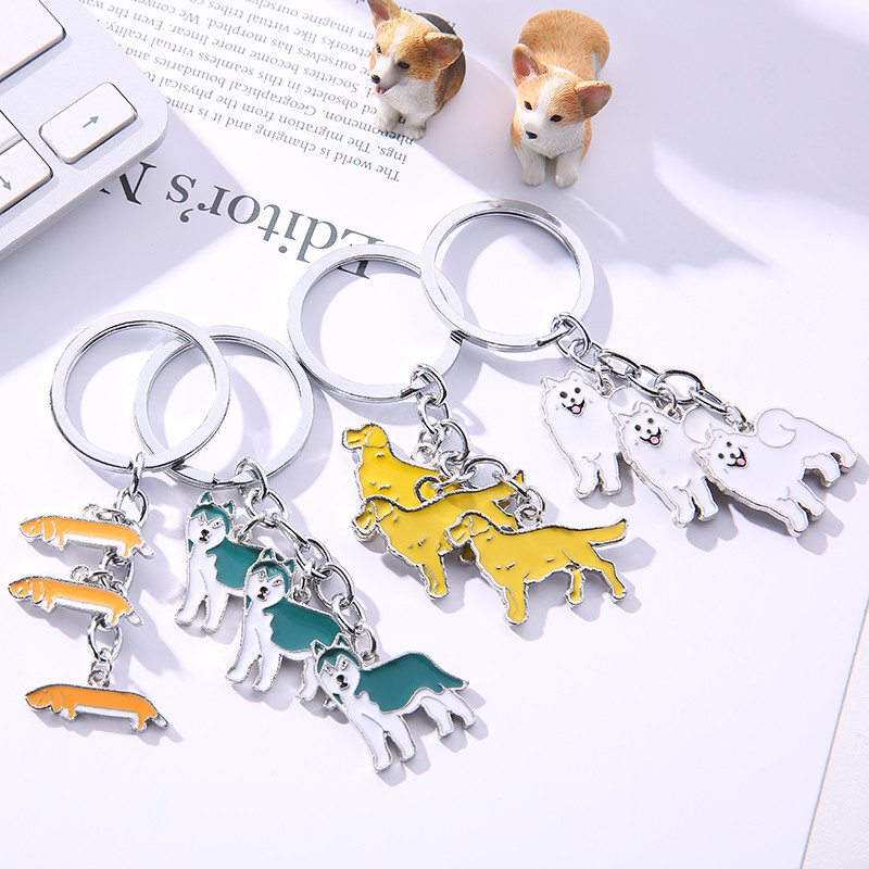 Brelocuri fierbinți Samoyed Animal Câini Breloc pandantiv metal Charm Cadouri lucrate manual pentru iubitorii de animale de companie Bijuterii pentru câini Femeie Suport pentru chei