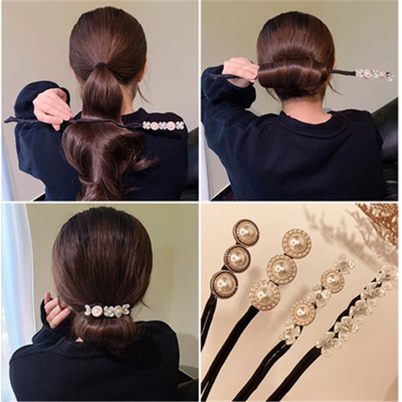 Noua coafură cu cap de perlă, floare de perlă, coafură simplă pufoasă, țesut leneș, temperament elegant, coafură pentru doamne