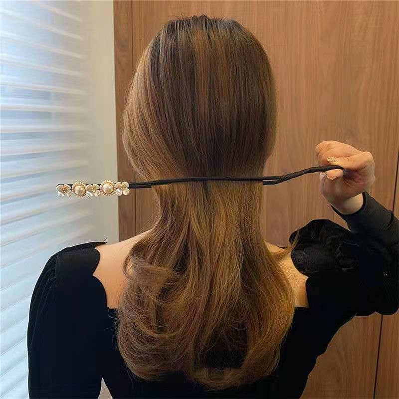 Noua coafură cu cap de perlă, floare de perlă, coafură simplă pufoasă, țesut leneș, temperament elegant, coafură pentru doamne