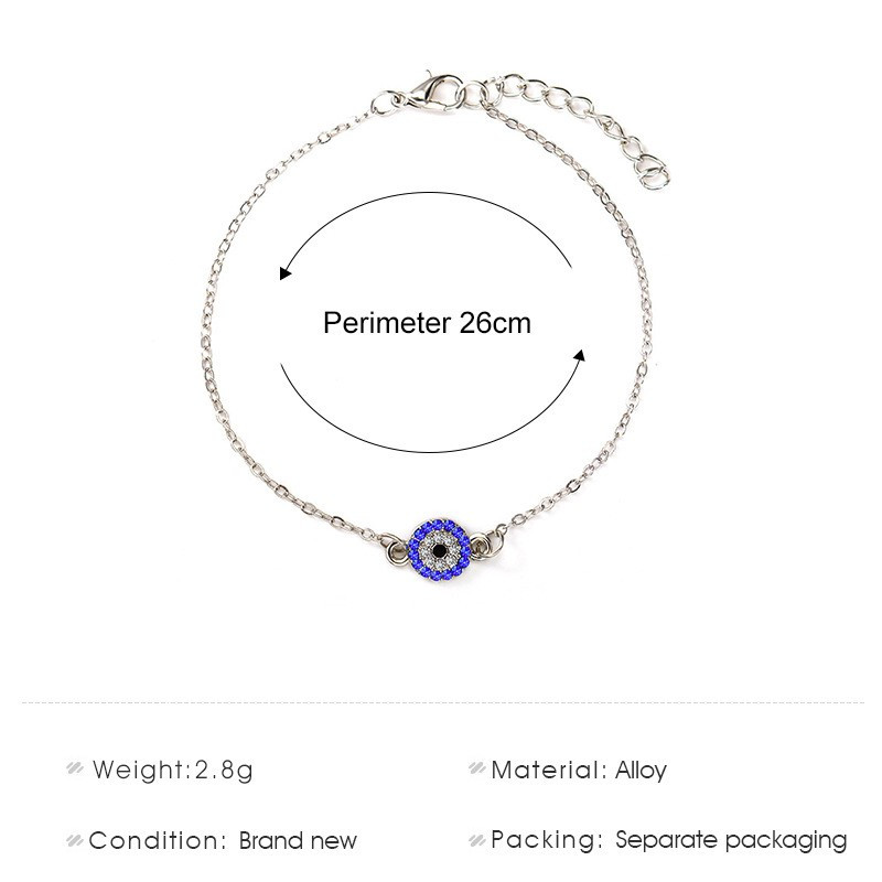 Brat de gleznă cu stras albastru ochi rău pentru femei, simplu, auriu, argintiu, cu lanț subțire, cadou pentru femei, bijuterii la modă, nou 2020