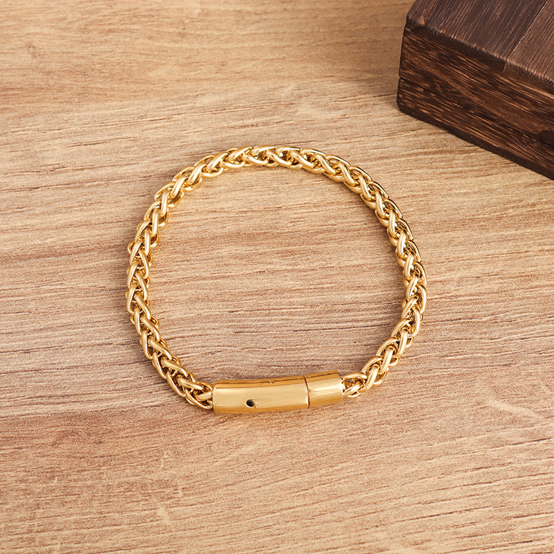 Brățară din oțel inoxidabil cu lanț cu chilie de culoare aurie pentru bărbați, cadou de bijuterii la modă de înaltă calitate