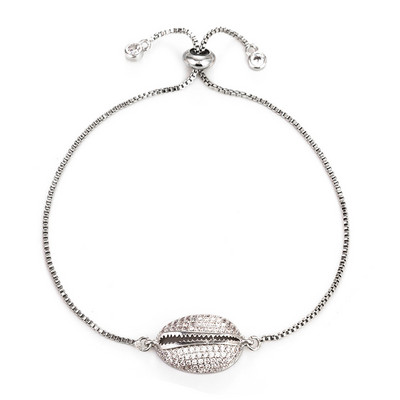 Cardul de dorințe Brățări cu scoici de modă pentru femei Brățări cu scoici reglabile de culoare argintie pentru femei Bijoux, cadou de bijuterii pentru plajă de vară EY5302