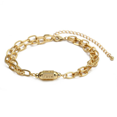 Wish Card 2022 emailat cupru bratara margele pentru femei fete moda noroc Boho bijuterii punk brăţară cu lanţ gros dintr-o bucată