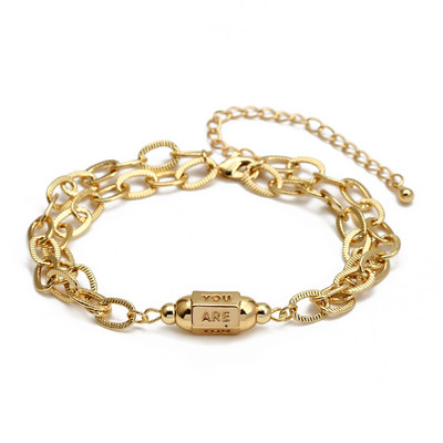 Wish Card 2022 emailat cupru bratara margele pentru femei fete moda noroc Boho bijuterii punk brăţară cu lanţ gros dintr-o bucată