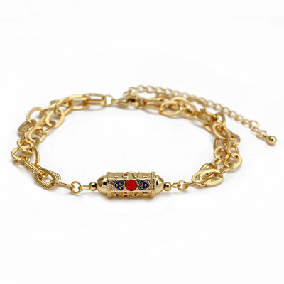 Wish Card 2022 emailat cupru bratara margele pentru femei fete moda noroc Boho bijuterii punk brăţară cu lanţ gros dintr-o bucată