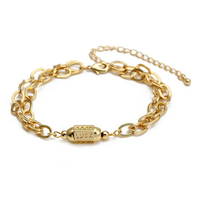 Wish Card 2022 emailat cupru bratara margele pentru femei fete moda noroc Boho bijuterii punk brăţară cu lanţ gros dintr-o bucată