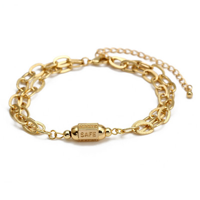 Wish Card 2022 emailat cupru bratara margele pentru femei fete moda noroc Boho bijuterii punk brăţară cu lanţ gros dintr-o bucată