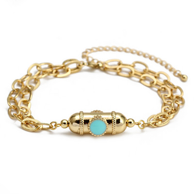 Wish Card 2022 emailat cupru bratara margele pentru femei fete moda noroc Boho bijuterii punk brăţară cu lanţ gros dintr-o bucată