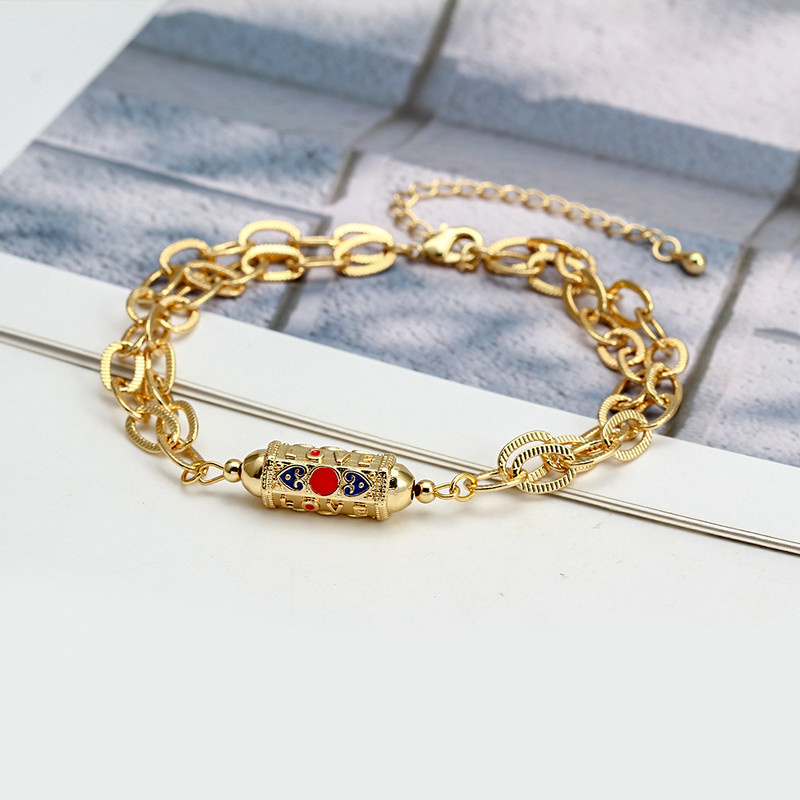 Wish Card 2022 emailat cupru bratara margele pentru femei fete moda noroc Boho bijuterii punk brăţară cu lanţ gros dintr-o bucată