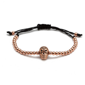 Wish Card Модерна плетена гривна с медни мъниста CZ General Helmet Skull Charm Bracelet Men Women Fashion Jewelry Pulseira BD257