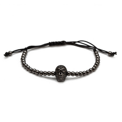 Card de dorințe Brățară împletită cu margele de cupru la modă CZ Cască generală Brățară cu craniu pentru bărbați, femei, bijuterii de modă Pulseira BD257