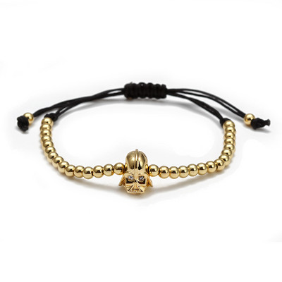 Card de dorințe Brățară împletită cu margele de cupru la modă CZ Cască generală Brățară cu craniu pentru bărbați, femei, bijuterii de modă Pulseira BD257