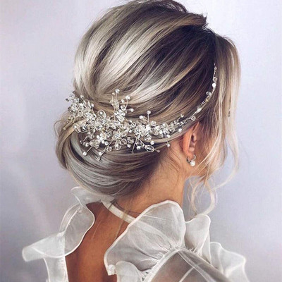 Kiváló minőségű Vintage Rose gold Ezüst Esküvői Kiegészítők Menyasszonyi fejfedők Fényes Kristály Hajfésű Elegáns bankett nőknek Új